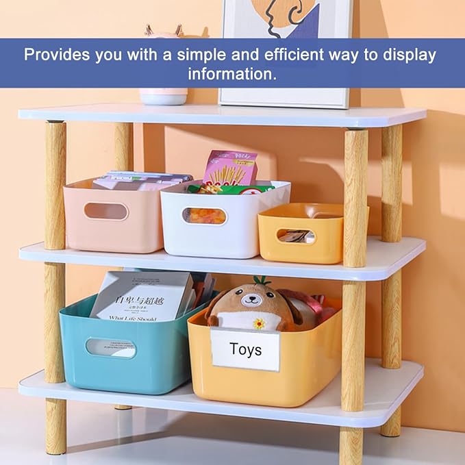 Diteje 20 Pack Plastic Wire Shelf Label Holder,Shelving Rack Retail Sign Hook Labels Clip On with Paper Inserts,3.15x1.50inch