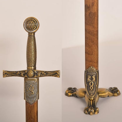 11" Metal Stainless Steel Sword Letter Opener with Stand,Medieval Vintage Gold Handle,Mini Sword,Lightweight Hand Envelope Slitter,Special Gift