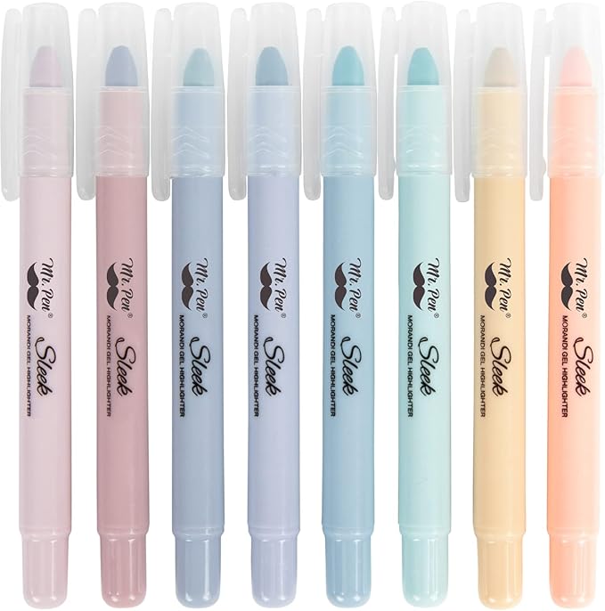 Mr. Pen- Gel Highlighters, 8 Pack, Morandi Colors, No Bleed Bible Markers