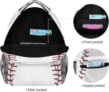 AUUXVA Sports Baseball Print School Backpack for Girls Boys Kids Laptop Backpack Travel Camping Daypack