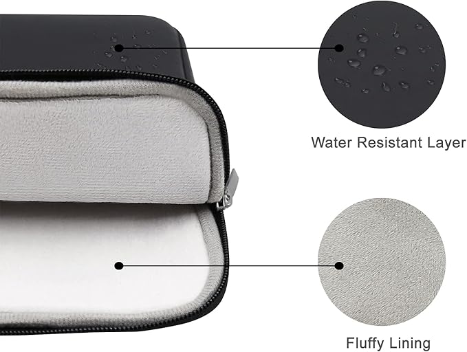 RAINYEAR 11 Inch Laptop Sleeve Soft PU Leather Case Protective Water Resistant Zipper Cover Padded Carrying Bag Compatible with 11.6'' MacBook Air Surface for 11" Chromebook Notebook Computer (Black)
