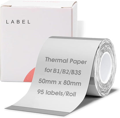 NIIMBOT Labels, 2'' x 3.15'' (50x80mm) Thermal Sticker Label, Waterproof Price/Memo Labels for NIIMBOT B1/B21/B3S/K3 Label Printer, 1 Roll of 95 Self-Adhesive Thermal Labels (Clear)