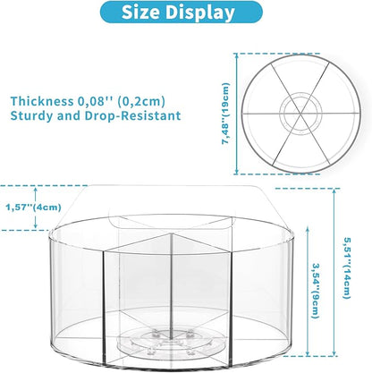 Acrylic Pen Holder for Desk, Acrylic Desk Organizer Clear, 360 Degree Pencil Holder for Desk Kids, Rotating Desk Organizer Rotating Pen Holder for Desk, Art Supply Storage Organizer 6 Compartments