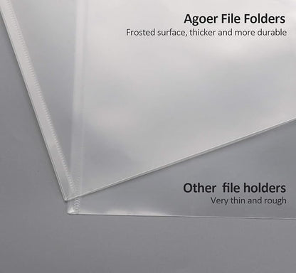 A4 Plastic Envelopes,20 Pack Clear Plastic Poly Envelope with Button Snap Closure,Clear Plastic Folders for Documents,Plastic File Bag Filing Envelopes for School Work Office Organization
