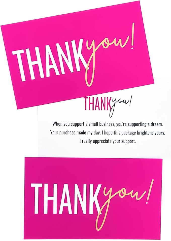 RXBC2011 Gratitude Glow Thank You Cards Hot Pink and Gold appreciation Pack of 100