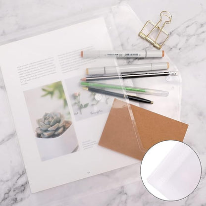 EOOUT 50pcs Plastic Envelopes with Button Snap Closure, Clear Plastic Poly Envelope, Folders for Documents, Waterproof Plastic File Folder, Letter Size, A4 Size, for School and Office Supplies