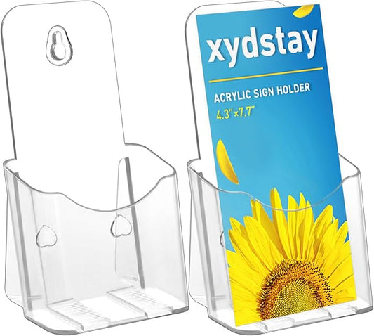 Acrylic Brochure Holder 4x9 Inches Slant Back Design, Clear Display Stand, Plastic Table Stand Sign Holder,Pamphlet Holder Flyer Holder, Acrylic Display Stand, Acrylic Table Signs Plastic