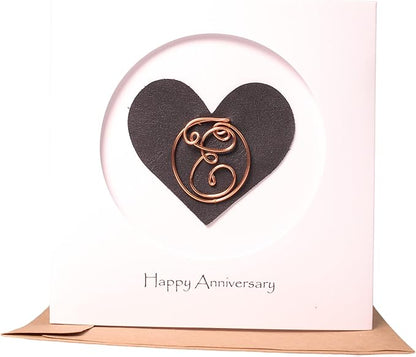Personalized Initial Copper Card, Copper Initial, Anniversary Card for Her, Couple, Gift for Her(E)