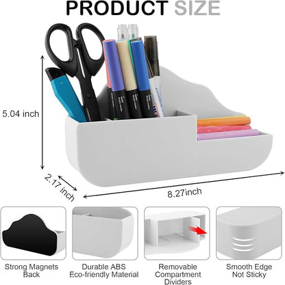 Magnetic Pen Holder,3 Compartments Magnetic Dry Erase Marker Holder,Extra Strong Magnet Storage Marker Pen Pencil Organizer for Refrigerator,Whiteboard,Locker Accessories(Cloud Style)