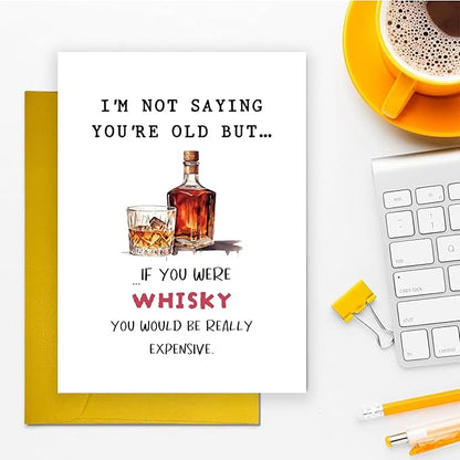Funny Whiskey Birthday Card for Men Women, Humor Bday Card for Older, 30th 40th 50th 60th 70th 80th 90th Birthday Card Gifts for Him Her, Ideal Father Mother Grandpa Grandma Birthday Card Gift