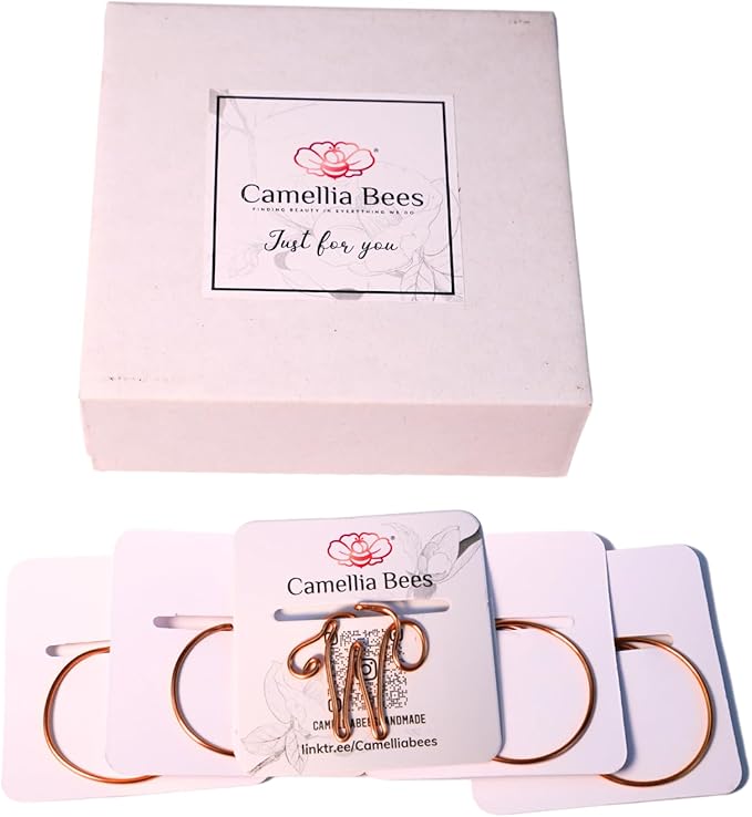 Personalized Initial Copper Bookmark, Set of 5, Handmade Copper Gift for Her, Him, Couple on Birthday, Wedding Anniversary, Alphabet Bookmark (W)