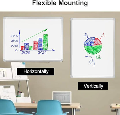 DEVELOP Magnetic White Board Dry Erase, 32 x 44 Inch, Dry Erase Board Aluminum Frame for Wall, Hanging Whiteboard with Detachable Marker Tray for Planning, Kitchen, Memo, School, Home, Office