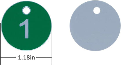 StayMax Plastic ID Number Tags Engraved Tags Key Tags Without Key Rings (101-200, Green)