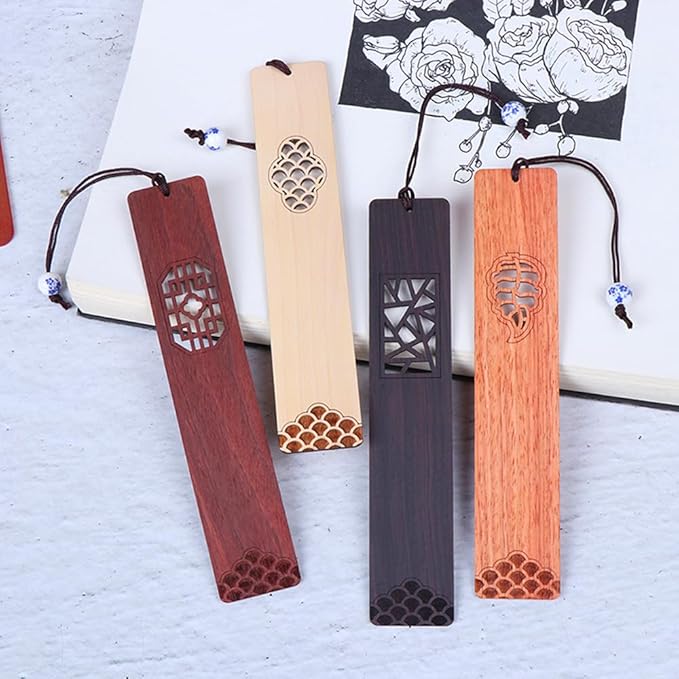 Wooden Bookmark Engraved Book Mark Vintage Style Best Unique Gifts Set for Book Lovers,Women,Men,Teacher,Birthday Present