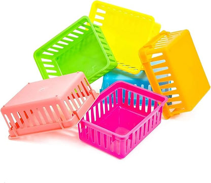 Bright Creations 12 Pack Small Plastic Classroom Storage Bins for Organization and School Supplies 6 Colors (6.1x4.8 in)