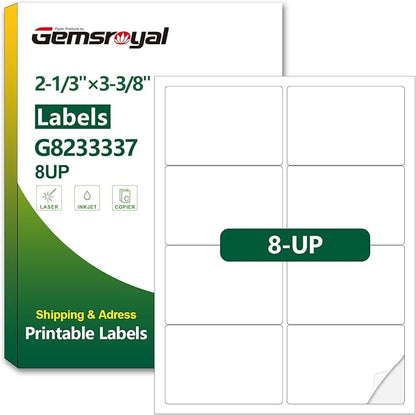 Printable Name Tags Self Adhesive White Matte,2-1/3”×3-3/8”,40 Sheets,8-UP, Name Tag Labels for Laser/Inkjet Printers,Blank Name Tag Stickers,Name Badge Labels Stickers, Letter Size