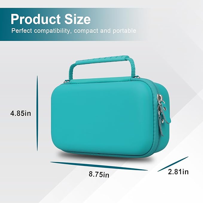 Canboc Carrying Case for NIIMBOT B21 Label Maker, Portable Bluetooth Thermal Label Printer Bag with Removable Shoulder Strap, Mesh Pocket fit Printer Labels, USB Cable, Turquoise (Case Only)