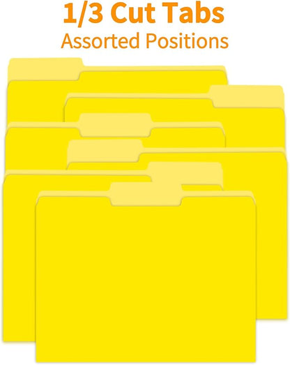 Yellow File Folder,1/3-Cut Tabs,File Folder Letter Size,8.5x11 File Folders for Office,School and Home,Organizer Folder(36 Packs)