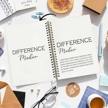 Difference Maker Gift, Difference Maker Definition Spiral Notebook Journal, Motivational Notebooks, Thank You Gifts for Women Men Teacher Coworkers, Hardcover Spiral Notebook 5.5x8.3(White)