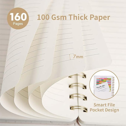 Lined Spiral Notebook College Ruled A5 Journal Book for Note Taking, 160 Pages Writing Journal for Office and Home School Supplies 5.75x8.125 inch - Khaki