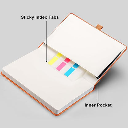 RETTACY Graph Paper Notebook, A5 Grid Notebook Journal with 192 Pages, 5.7'' × 8.3'', Medium Size, Leather Hardcover, 100 GSM Thick Paper, for Students, Homework, Math, Engineering (Orange)