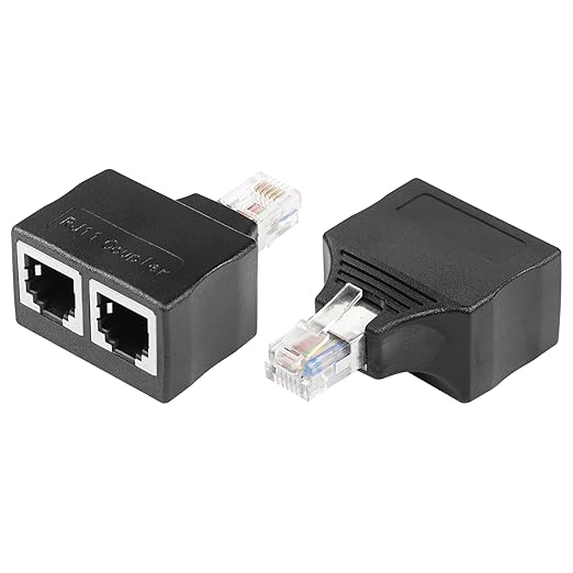 SinLoon Phone Jack Splitter RJ11 Male to 2 Female 6P6C Telephone Inline Coupler Telephone Extension Adapter for Landline Fax Machine 2 PCS (M/F)