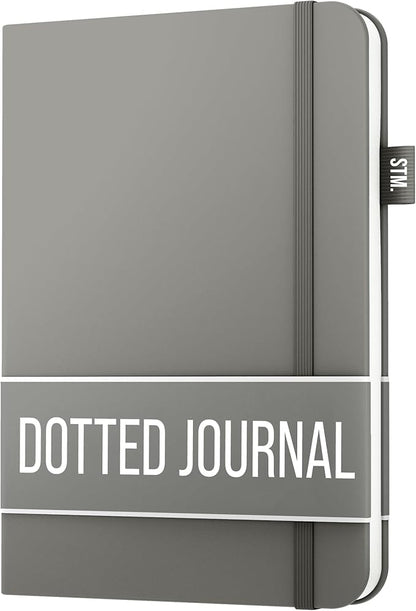 Scribbles That Matter A5 Bullet Dotted Journal Notebook | Vegan Hard Cover, 120gsm bleedproof thick paper, 150 pages, 5.75 x 8.5in, 2 bookmarks, tab stickers, penloop | For Work | Grey