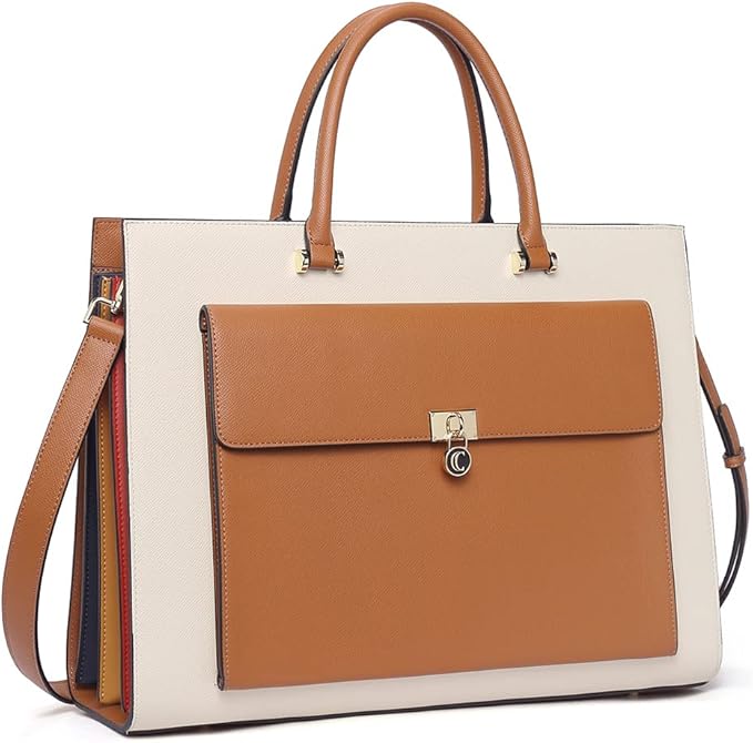 CLUCI Briefcase for Women Vegan Leather 15.6 Inch Laptop Bag Large Pocket Business Ladies Shoulder Bag