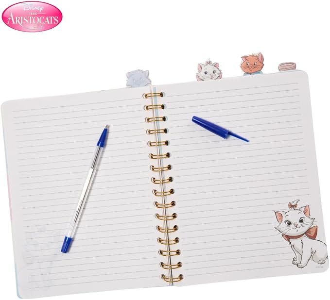 Innovative Designs Disney The Aristocats Tab Journal Notebook for Kids, Spiral Bound, 96 Lined Pages, 8 x 7 inches