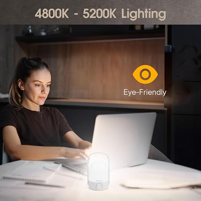 Rechargeable Lamp 1200mAh Small Bedside Rechargeable Lanterns Dimmable Led Cordless Tent Light Holiday Gifts Work,White