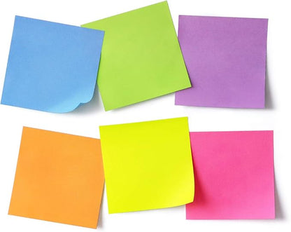 Sticky Notes 3x3 Self-Stick Notes Pads with 6 Bright Colors, Easy to Post for Office, Shool, Home, 6 Pads/Pack, 100 Sheets/Pad(Standard)