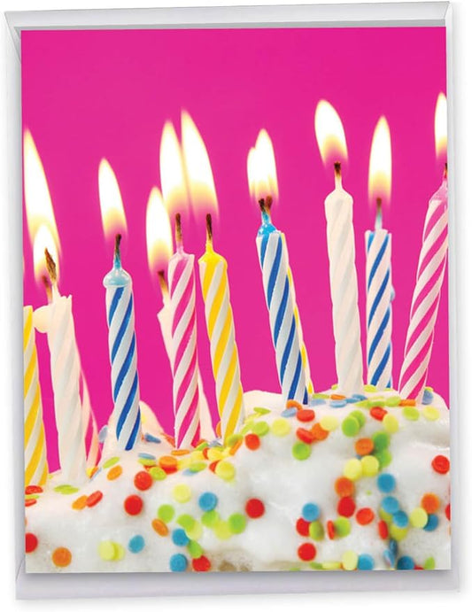 The Best Card Company - 1 Large Birthday Card with Envelope (8.5 x 11 Inch) - Fun Celebration Card for Birthdays - Birthday Candles J6555ABDG