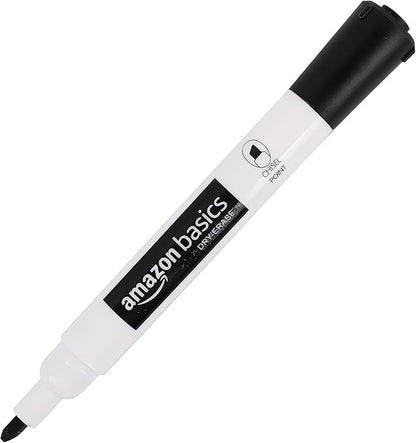 Amazon Basics 12-Pack Low-Odor Chisel Tip Dry Erase Whiteboard Markers, Black