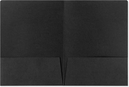 50 Pack, Tax Return Folders with Pockets, Black Linen, Gold Foil
