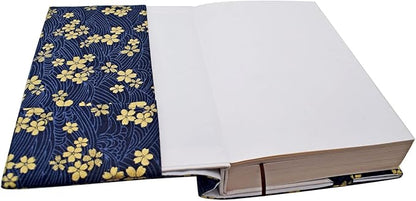 BLBMH A5 Book Cover for Paperbacks- Adjustable Fabric Book Sleeve Cover Protector Fit for 5.5x8.2 inch Hardcover Softcover Book Novels Notebook -Blue Cherry Blossoms