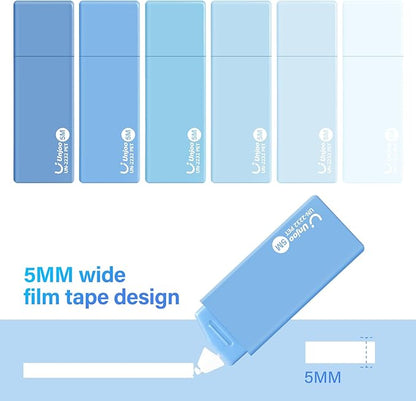 Correction Tape, Easy To Use Cute Applicator for Instant Corrections, For school, Office Workers (Gradient Blue, 5M/196" x 0.2",12pack)