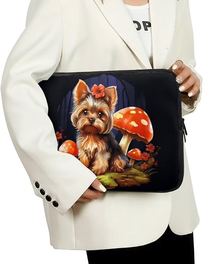 Cute Dog Laptop Sleeve Case for Women Men Mushroom Laptop Protector Durable Computer Sleeve 13 inch Suitable Gifts for Girls Boys Tablet Bag Laptop Accessories Black