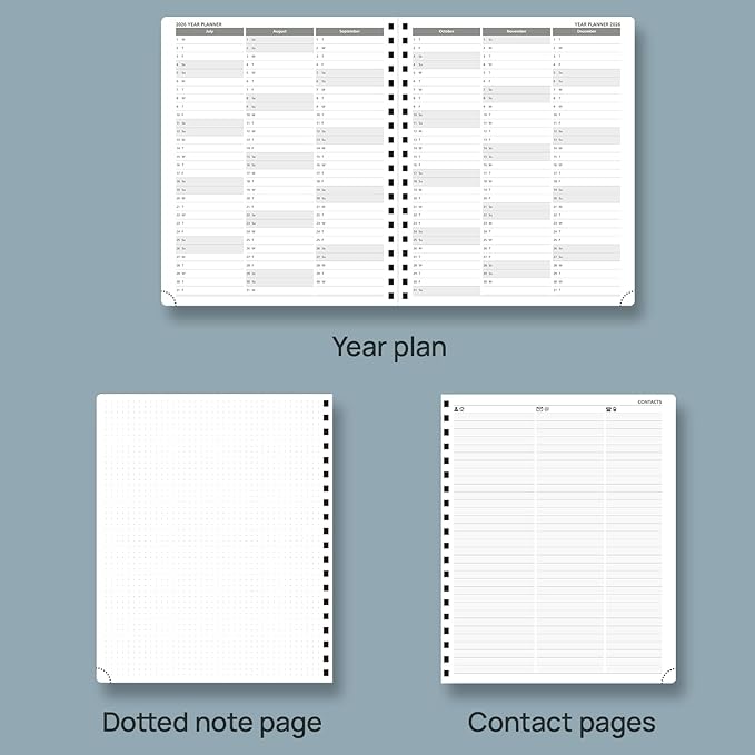 POPRUN Planner 2025-2026, Horizontal Weekly Notebook Jul.25-Jun.26 (Large 8.5''x 10.5''), Academic Calendar Book with Monthly Tabs, Spiral Soft Cover, Inner Pocket, 100 GSM - Lavender