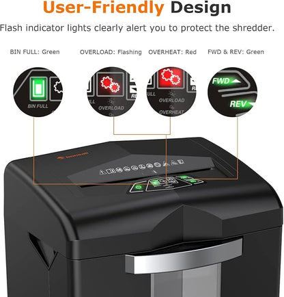 Bonsaii Heavy Duty Paper Shredder, 20 Sheet 40 Mins Large Office Crosscut Shredder for Commercial Use, Anti-Jam System & P-4 High Security Supports CD/Credit Cards/Staples, 7 Gal Pullout Bin C144-D