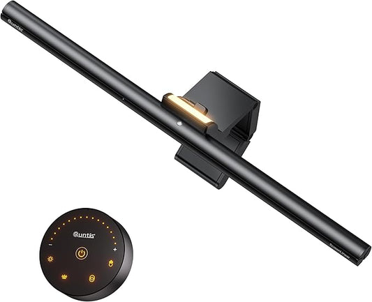 Quntis Monitor Light Bar with Remote, 16.7'' Eye Care No Glare Computer Light Bar with Backlight, Auto-Dimming & Timer, Stepless Dimming Monitor Lamp for Desk Gaming Home Office Curved Monitors