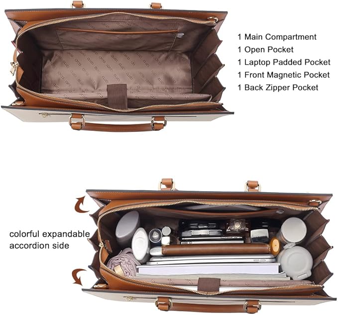 CLUCI Briefcase for Women Leather Laptop 15.6 Inch Business Ladies Work Computer Tote Bags