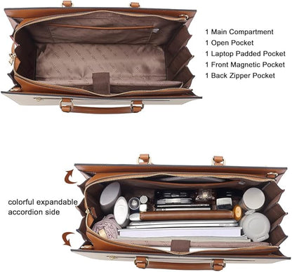 CLUCI Briefcase for Women Leather Laptop 15.6 Inch Business Ladies Work Computer Tote Bags
