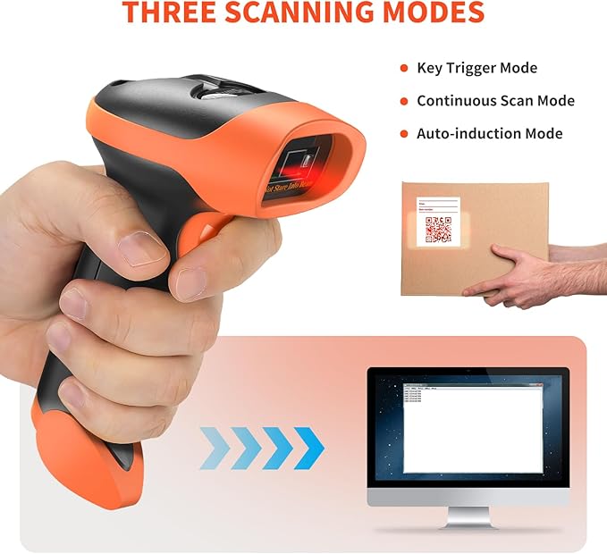 NetumScan Bluetooth QR Barcode Scanner, 3 in 1 Automatic Wireless 1D 2D Code Scanner USB Image Barcode Reader for Store, Warehouse POS, Computer, Tablet, iPad, iPhone, Android