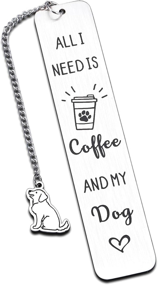 Dog Mom Gifts for Women Bookmark, Coffee Dog Book Marks for Reading Women Men Dog Mom Dad, Dog Lovers Gifts for Women Men Book Lovers Bookish, Birthday Christmas Gifts for Dog Lovers Friends Coworkers