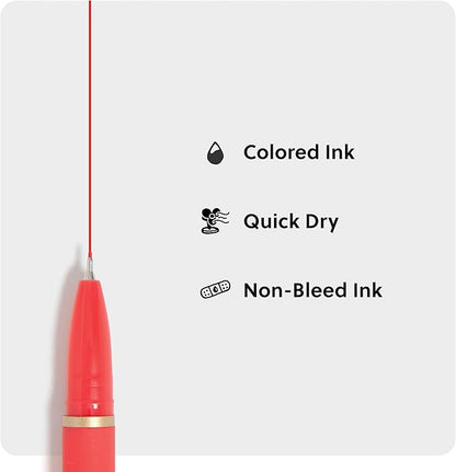 U Brands Catalina Felt Tip Pens, Set of 6, Assorted Colors with Gold Details, Medium (0.7 mm) Point, Assorted Color Ink