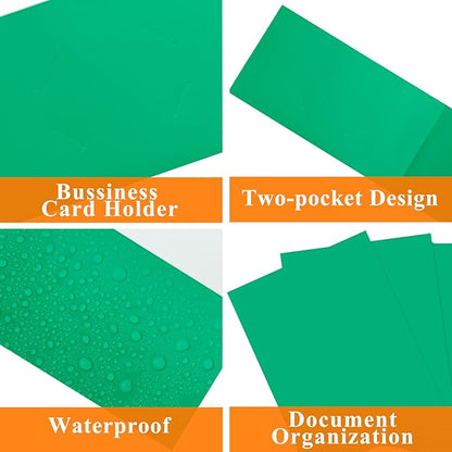 25Pcs Green Folders, Folders with Pockets, 2 Pocket Folders, Folders with Pockets Bulk, Holds 100 Sheets (50 per Pocket), Assorted Colors, Office Or School, pmy015