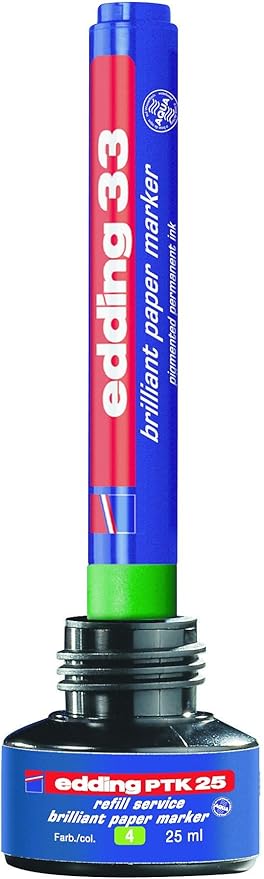 edding 33 brilliant paper marker - blue - 1 waterproof permanent marker - chisel nib 1-5 mm - vibrant colours - lightfast marking on paper, card, cardboard, plastic, metal and glass