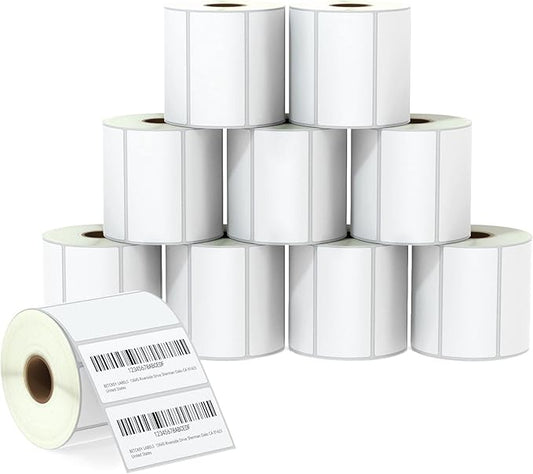 BETCKEY - 3" x 1.5" (76 mm x 38 mm) Barcode Shipping & Address Labels Compatible with Zebra & Rollo Label Printer,Premium Adhesive & Perforated [10 Rolls, 9500 Labels]