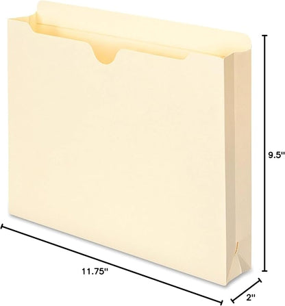 Smead File Jacket, Reinforced Straight-Cut Tab, 2" Expansion, Letter Size, Manila, 50 Per Box (75560)