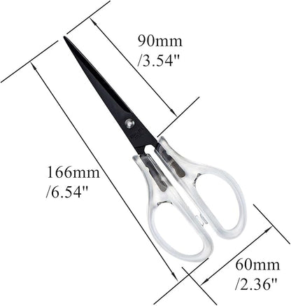 Acrylic Scissors Black Scissors 6.5" Clear Scissors Metal Blades Office Cutting Shears for Craft Supplies Desk Accessories